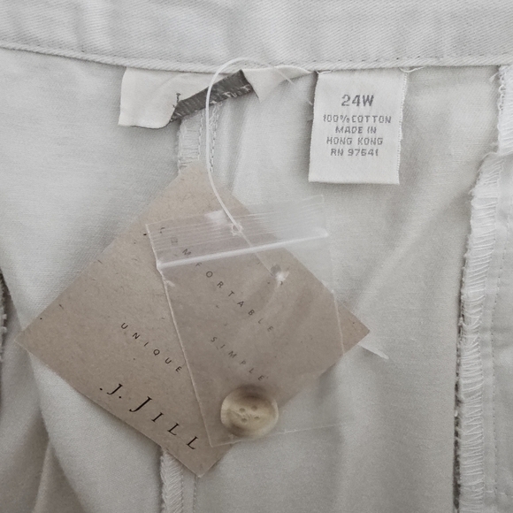 J. Jill Stone Beige Cotton Cropped Pants 24W High Rise Straight Leg NWT Plus - Picture 7 of 10